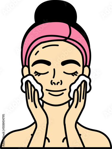 A woman is washing her face with facial cleansing foam