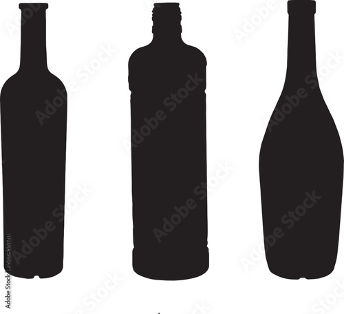 vector; silhouette of a group of bottle