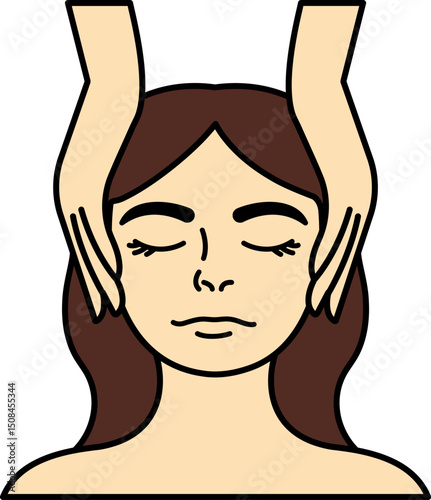 illustration of a woman massaging face