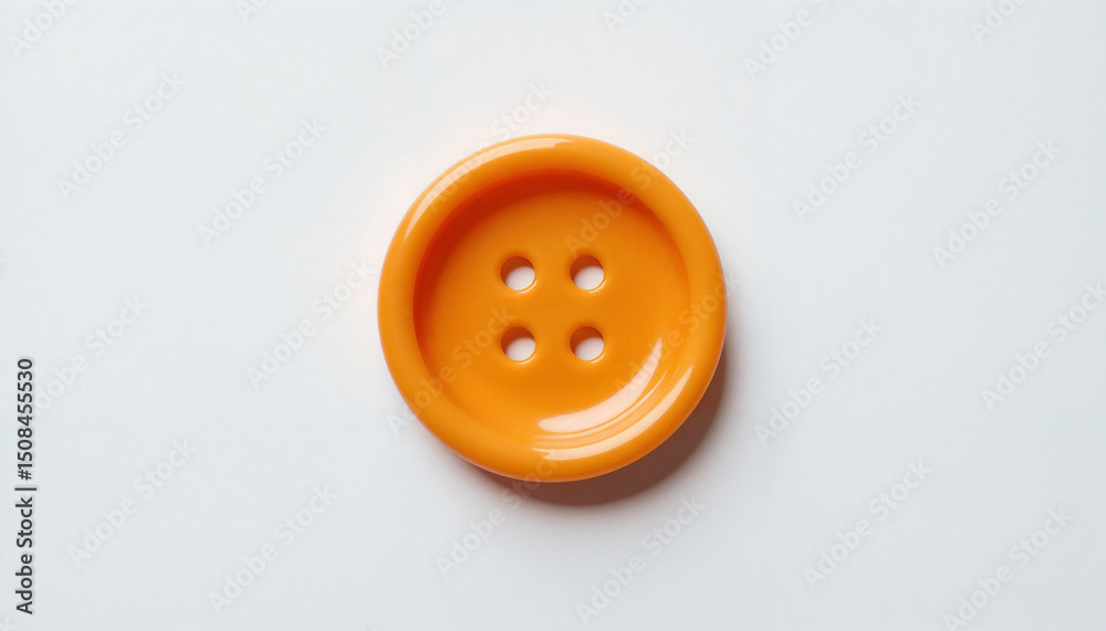 Fototapeta premium Single bright orange button on a plain light background with copy space for design