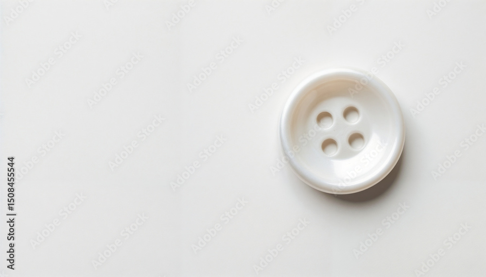 Single white button on a plain light background with copy space for design Single white button on a plain light background with copy space for design