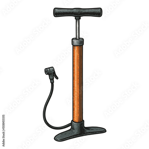 Bicycle Pump Vector – Floor Air Pump with Flexible Hose and Grip Handle