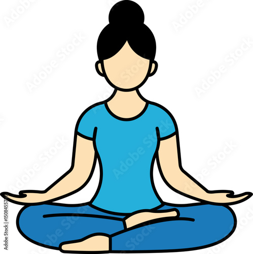 isolate illustration of a woman meditating