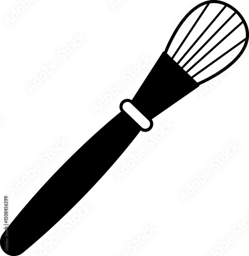 black and white illustration a make up brush