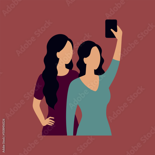 selfie two women camera pose