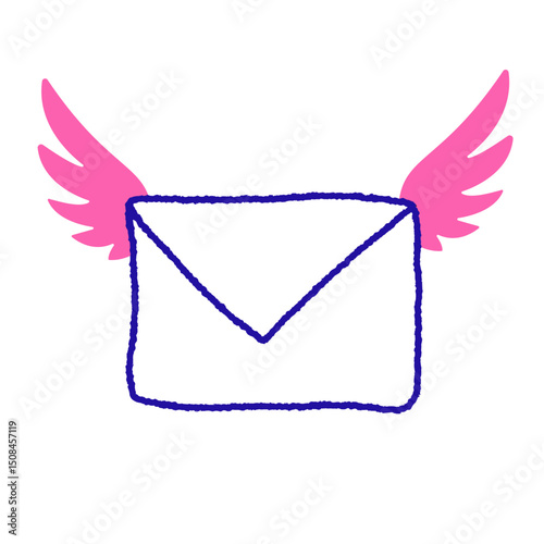 Flying message in envelope with wings