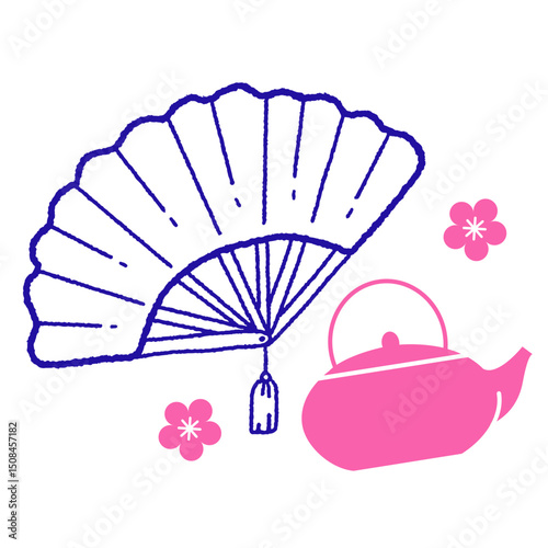 Chinese tea ceremony with open fan