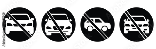 Car Parking Icon Set Vector Symbols for Parking Zones, Traffic Signs   Location Markers

