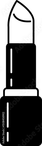black and white illustration a lipstick with a black cap