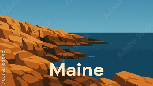 Maine Coastline with Rocky Shores