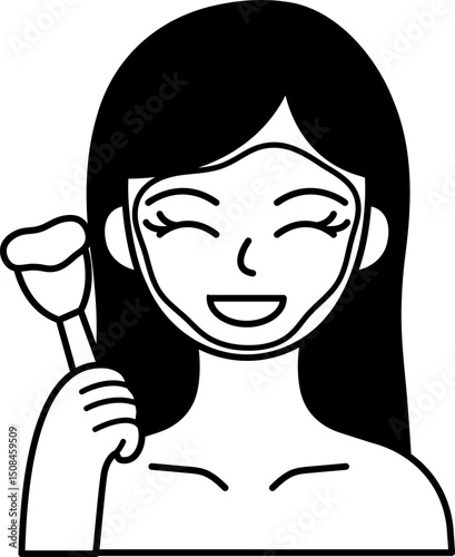 black and white illustration a facial mask