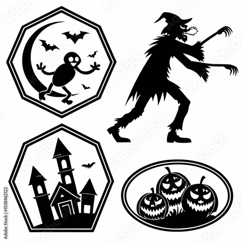 Halloween people silhouettes