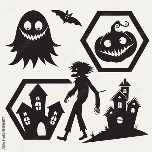 Halloween people silhouettes