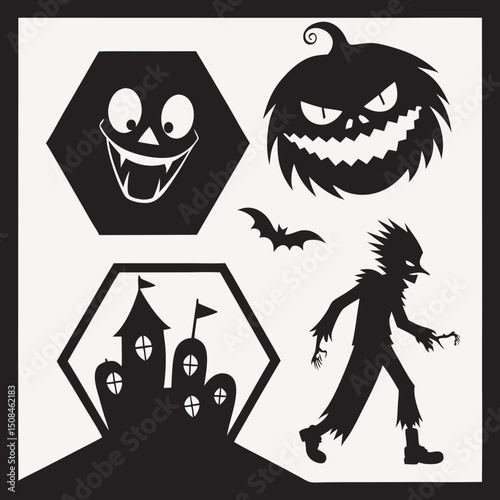 Halloween people silhouettes