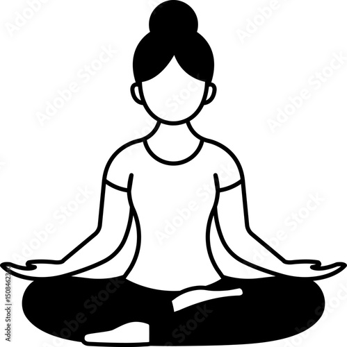 black and white illustration a woman meditating