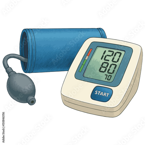 Blood Pressure Monitor Vector – Digital Arm Cuff Tool Isolated
