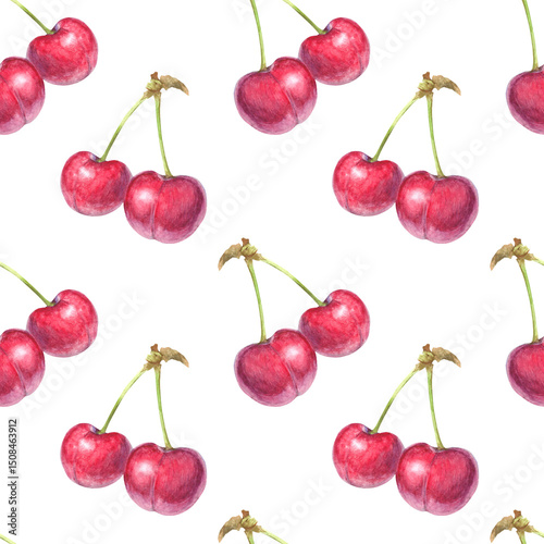 Berry seamless pattern on white background