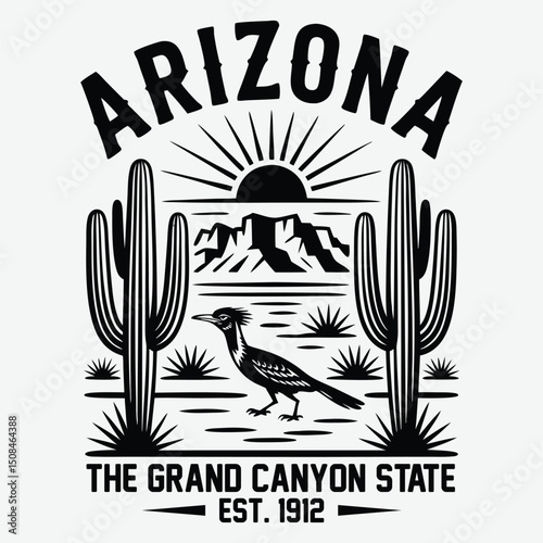 Arizona The Grand Canyon State Est. 1912 T-Shirt Design Cityscape Illustration