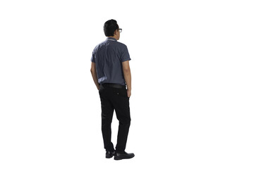 Businessman looking away with transparent background
