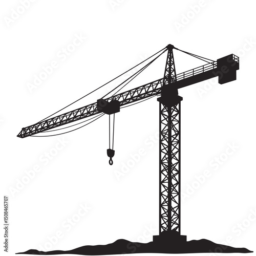Silhouette of a construction crane on a site, for websites