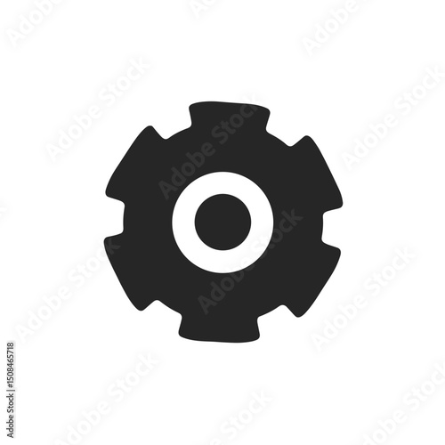 Isolated black gear shape on white, representing mechanical function