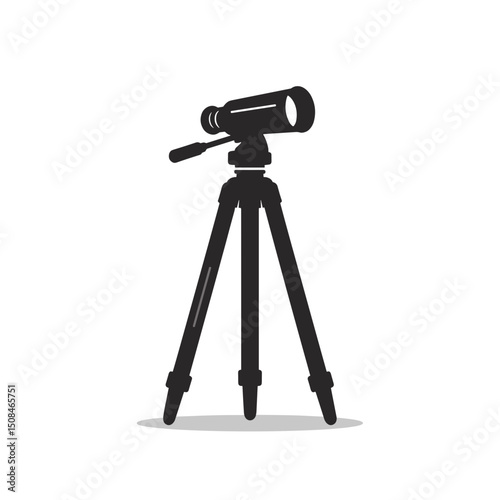 Telescope on a tripod in black and white, exploration concept