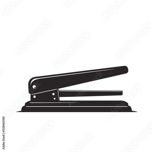 Simple paper stapler in black and white, for office supplies and stationery
