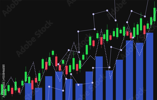 Stock market illustration on isolated background, flat vector illustration