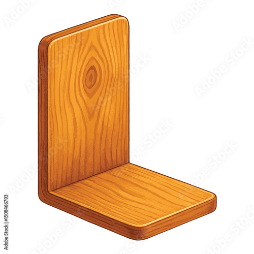 Book Stopper Vector – Wooden L-Shaped Shelf Bookend