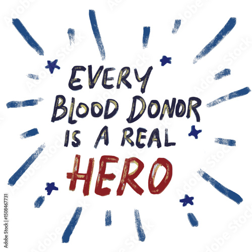 Cute thank you for donating your blood superhero hero badge text in crayon watercolor illustration clipart sticker happy international world blood donor donation volunteer day certificate appreciation
