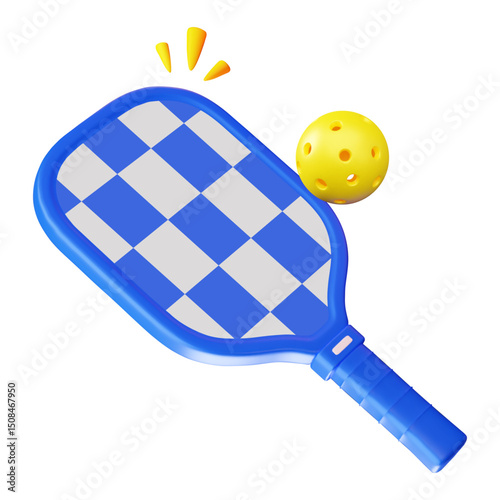 3d Vibrant Pickleball Paddle and Ball vector Illustration.