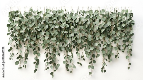 Light green eucalyptus garlands hanging from a thin white rod