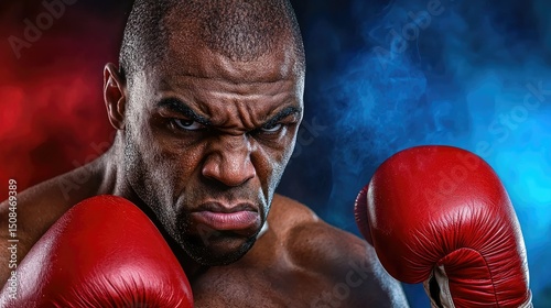 Powerful Boxer: A Close-Up Portrait of Determination
