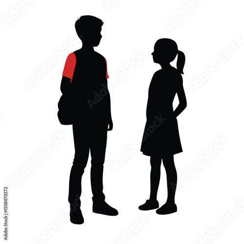 Teenagers backpacks school students talking friends