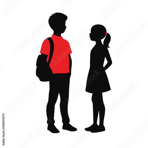 Teenagers backpacks school students talking friends