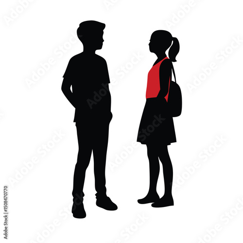 Teenagers backpacks school students talking friends