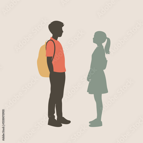 Teenagers backpacks school students talking friends