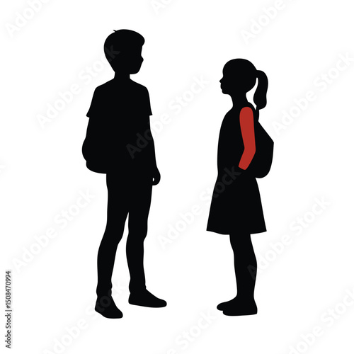 Teenagers backpacks school students talking friends