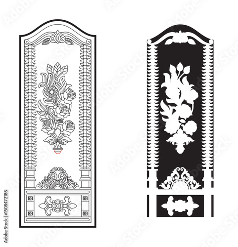 Abstract vector design with geometric shapes and a color palette including black red green blue yellow cyan magenta and gray utilizing the Courier font
