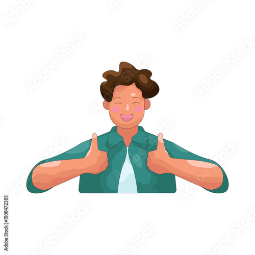 Illustration of   Man Giving Thumbs Up