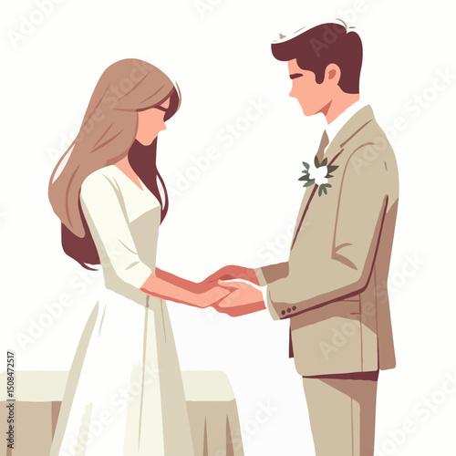 Bride and groom exchanging vows in wedding ceremony