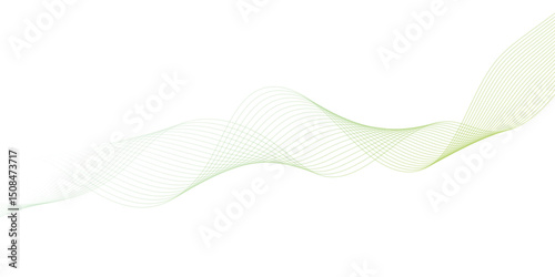 Abstract green lines on a white background. Modern technology wave design. Vector illustration.	