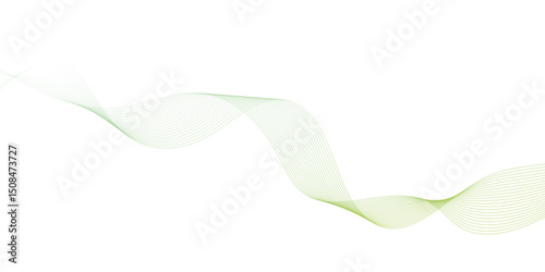 Abstract green lines on a white background. Modern technology wave design. Vector illustration.	