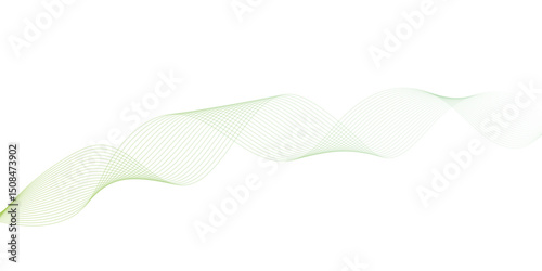 Abstract green lines on a white background. Modern technology wave design. Vector illustration.	