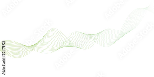 Abstract green lines on a white background. Modern technology wave design. Vector illustration.	