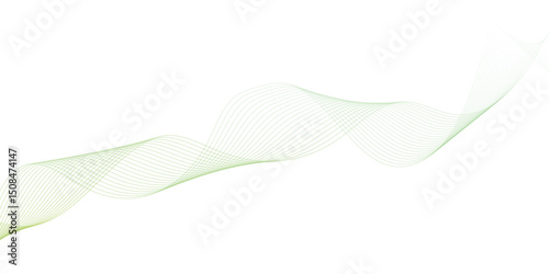 Abstract green lines on a white background. Modern technology wave design. Vector illustration.	