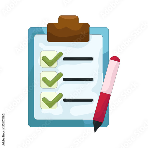 Illustration of Checklist on Clipboard 