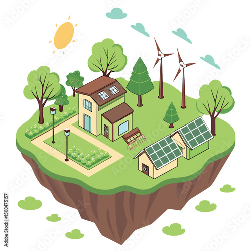 World environment day eco house with green energy