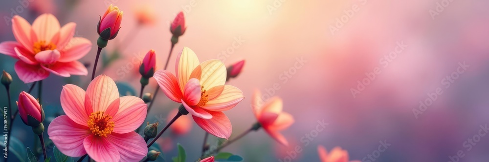 Blurred vibrant blooms, soft watercolor washes, artistic, botanical, vivid Blurred vibrant blooms, soft watercolor washes, artistic, botanical, vivid