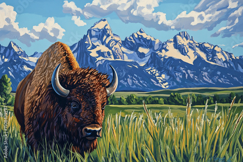 Grand Teton Bison: A Painterly Wildlife Portrait